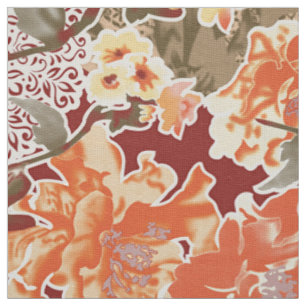 Tecido Rendimento têxtil floral Impressão da Red Orange