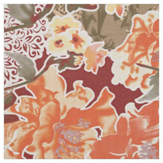Tecido Rendimento têxtil floral | Impressão da Red Orange (Modelo)