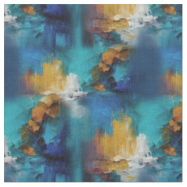 Tecido Repetição da pintura de bronze em abstrato, azul-d
