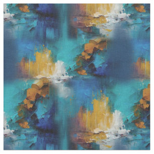 Tecido Repetição da pintura de bronze em abstrato, azul-d