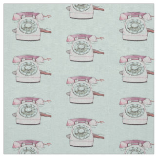 Tecido Repetição de Padrão de Telefone Vintage - Seafoam
