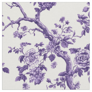 Tecido Repetição de Ramo Floral Roxo