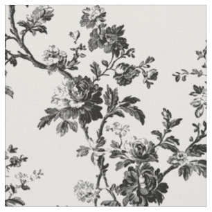 Tecido Repetição de Toile Floral Preto