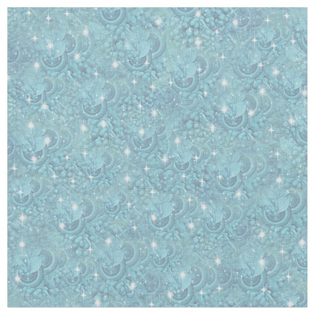 Tecido Repetir misturar Padrões Azuis com Sparkles Branco (Detalhe)