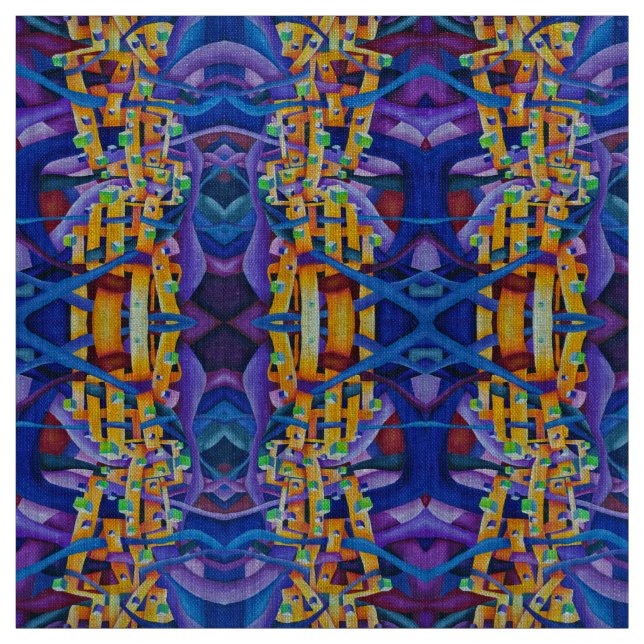 Tecido Reprodução Contemporânea Multicolorida Geométrica (Modelo)