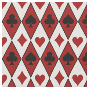 Tecido Reproduzindo conjuntos de cartas em vermelho e bra