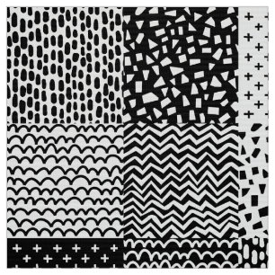 Tecido Retalhos abstratos - preto e branco