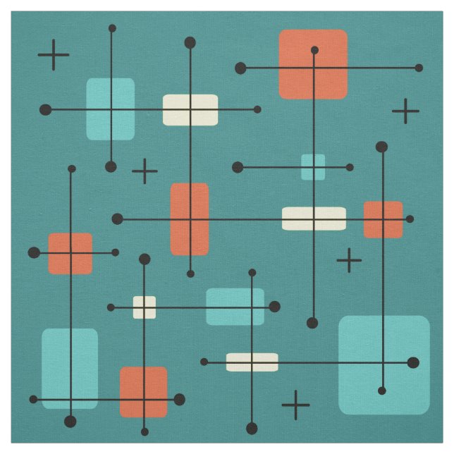 Tecido Retângulos Arredondados Teal Quadrado (Modelo)