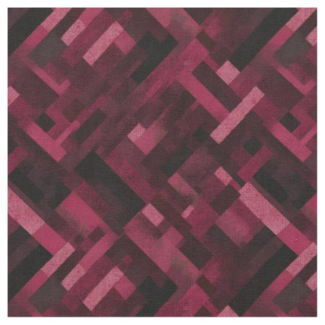 Tecido Retângulos de Burgundy e Abstrato preto (Detalhe)