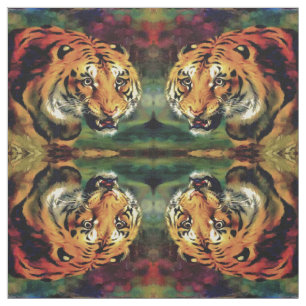 Tecido Retrato Artístico Snarling Tiger