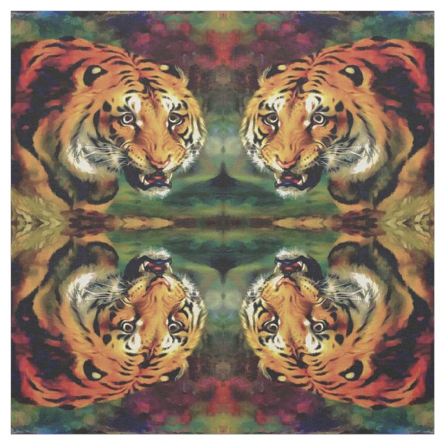 Tecido Retrato Artístico Snarling Tiger (Modelo)