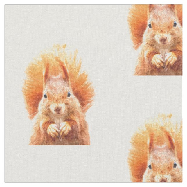 Tecido Retrato de Animais da Floresta de Esquilo (Detalhe)