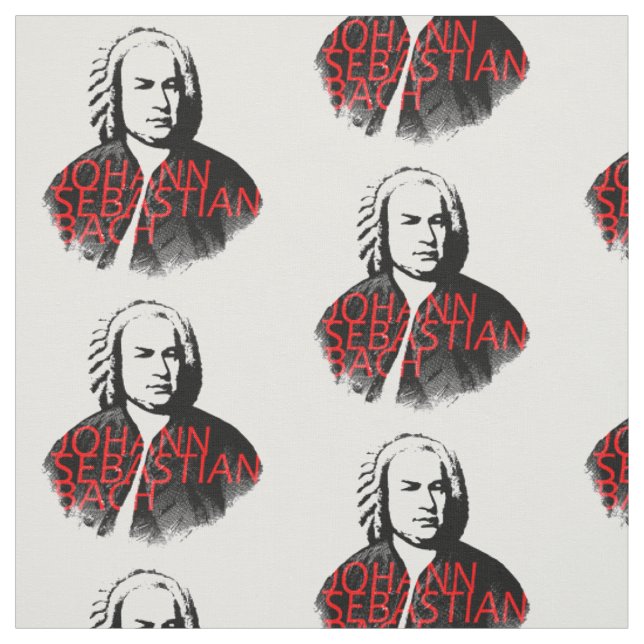 Tecido Retrato de Johann Sebastian Bach e letras (Modelo)