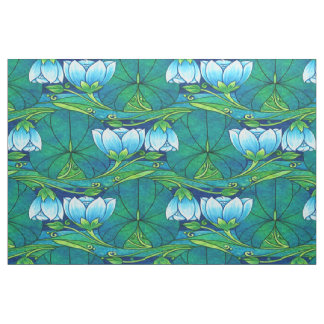Tecido Retro Art Nouveau Floral Lily Pad Pattern