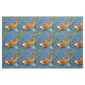 Tecido Retro Art Nouveau Koi Fish Pattern