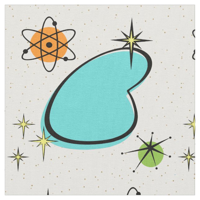 Tecido Retro Atomic Boomerang e Starbursts (Detalhe)