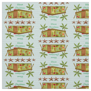 Tecido Retro Beach House Banana Trees Quente Natal