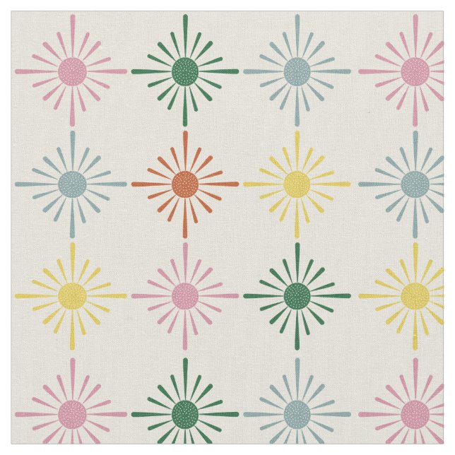 Tecido Retro Bloom Geométrico Impressão Floral Patterado (Detalhe)