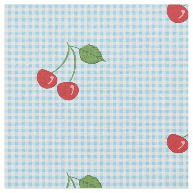 Tecido Retro Cherry Gingham Patterno (Detalhe)
