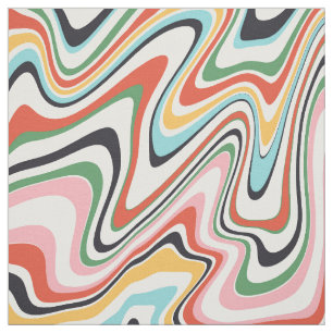 Tecido Retro Colorful Wavy Lines Modern Design