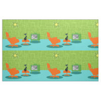 Tecido retro do gatinho da era espacial