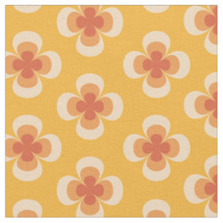 Tecido Retro Geo 70s Florais Groovy em Âmbar 