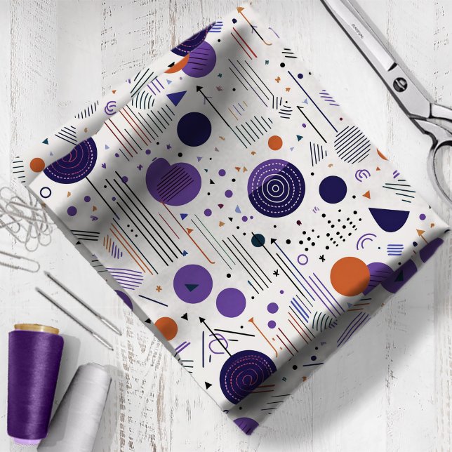 Tecido Retro Geométrico Abstrato Pat3 Púrpura Laranja ID1 (Criador carregado)