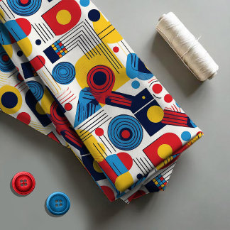 Tecido Retro Geométrico Abstrato Pat#10 Marinho Red ID106