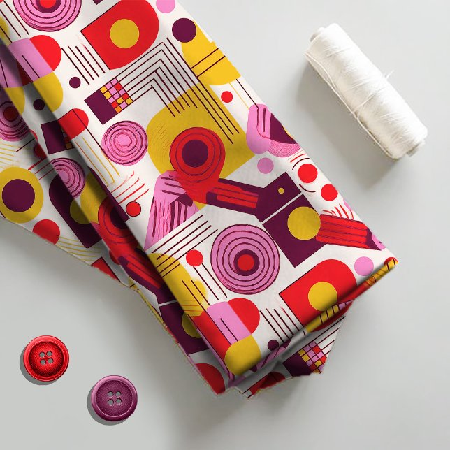 Tecido Retro Geométrico Abstrato Pat#13 Red Orange ID1067 (Criador carregado)