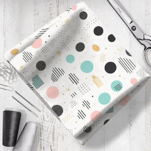 Tecido Retro Geométrico Abstrato Pat#1 Teal Pink ID1067