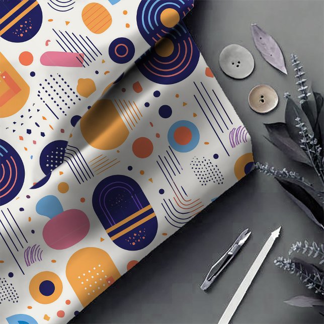 Tecido Retro Geométrico Abstrato Pat#7 Indigo ID1067 (Criador carregado)