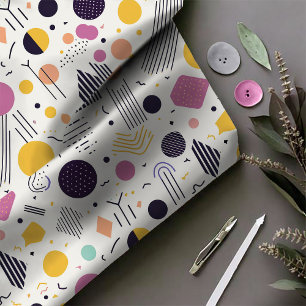 Tecido Retro Geométrico Abstrato Pat#8 Magenta ID1067