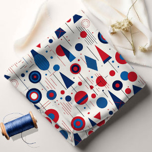 Tecido Retro Geométrico Abstrato Pat#9 Marinho Red ID1067