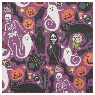 Tecido retro halloween roxo