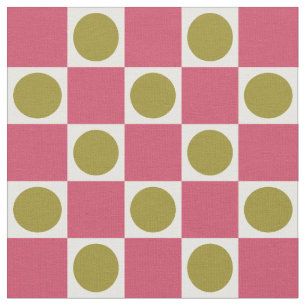 Tecido Retro Rosa e Oliva Círculo Verificado