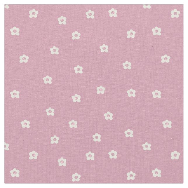 Tecido  Retro Smiling Flower Pattern in Cream and Rosa (Detalhe)