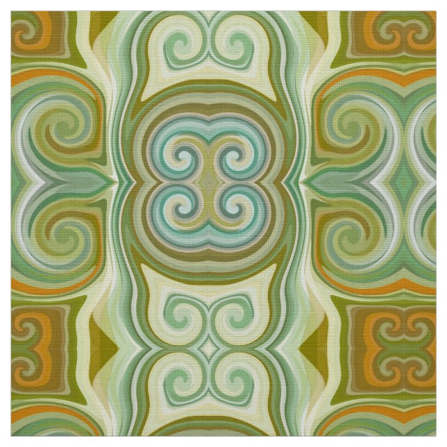 Tecido Retro Swirl Aqua Olive Orange (Modelo)