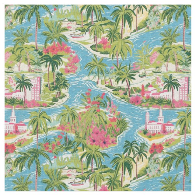 Tecido Rios de Ilhas Tropicais (Detalhe)