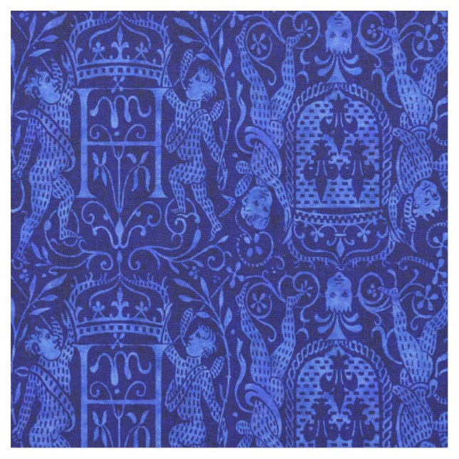 Tecido Riqueza Blue Medieval Tapeçaria com Cherubs (Detalhe)
