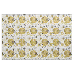 Tecido Riscado Abstrato Dourado Preto Nº02