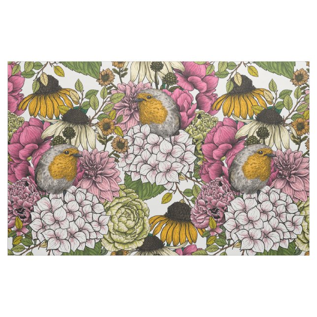 Tecido Robins no jardim (Fat Quarter)