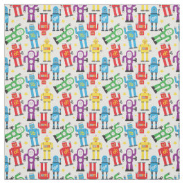 Tecido Robôs de Brinquedos para crianças e Aliens em bran