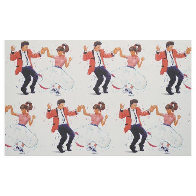 Tecido rock and roll clássico que dança a saia da caniche (Fat Quarter)