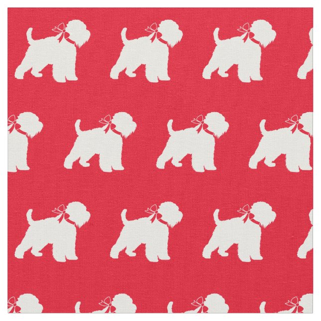 Tecido Rodas Terrier Dog Silhoule Pet Red (Detalhe)