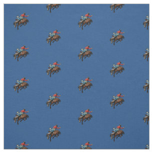 Tecido Rodeo Ocidental Cowboy Bareback Bronc Horse Rider