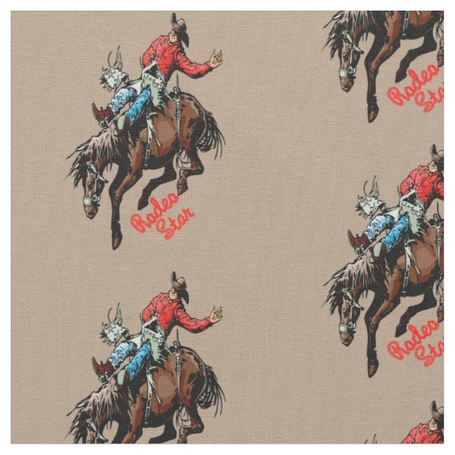 Tecido Rodeo Ocidental Cowboy Bareback Bronc Horse Rider (Detalhe)