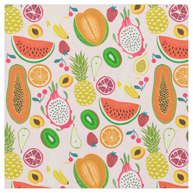 Tecido romã kiwi de fruta de dragão tropical (Detalhe)