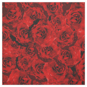 Tecido Romântico de Rosas vermelhas Escuras