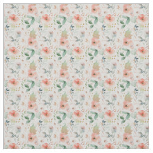 Tecido Romântico Suave Floral de Pêssego de Aquare