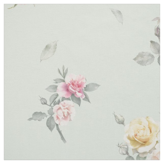 Tecido Rosa Água-marinha Suave Floral Aquarela (Modelo)
